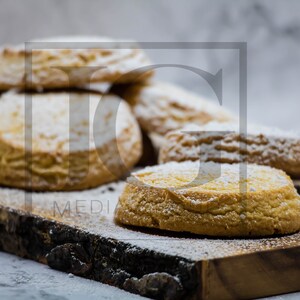 Sugar cookies with powdered sugar(Note: these are digital downloads of photos, not actual cookies, therefore no refunds)