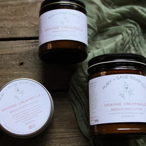 Orange Creamsicle Beeswax Body Lotion, All Natural Essential Oil Hand and Body Lotion, Hydrating Body Cream, Moisturizing Skin Cream, Eczema