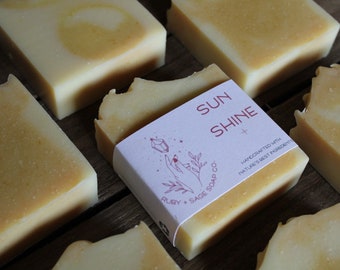 Sunshine Soap Bar, lemongrass essential oil soap, organic turmeric powder, lemon citrus oil body soap, body wash for sensitive skin, natural