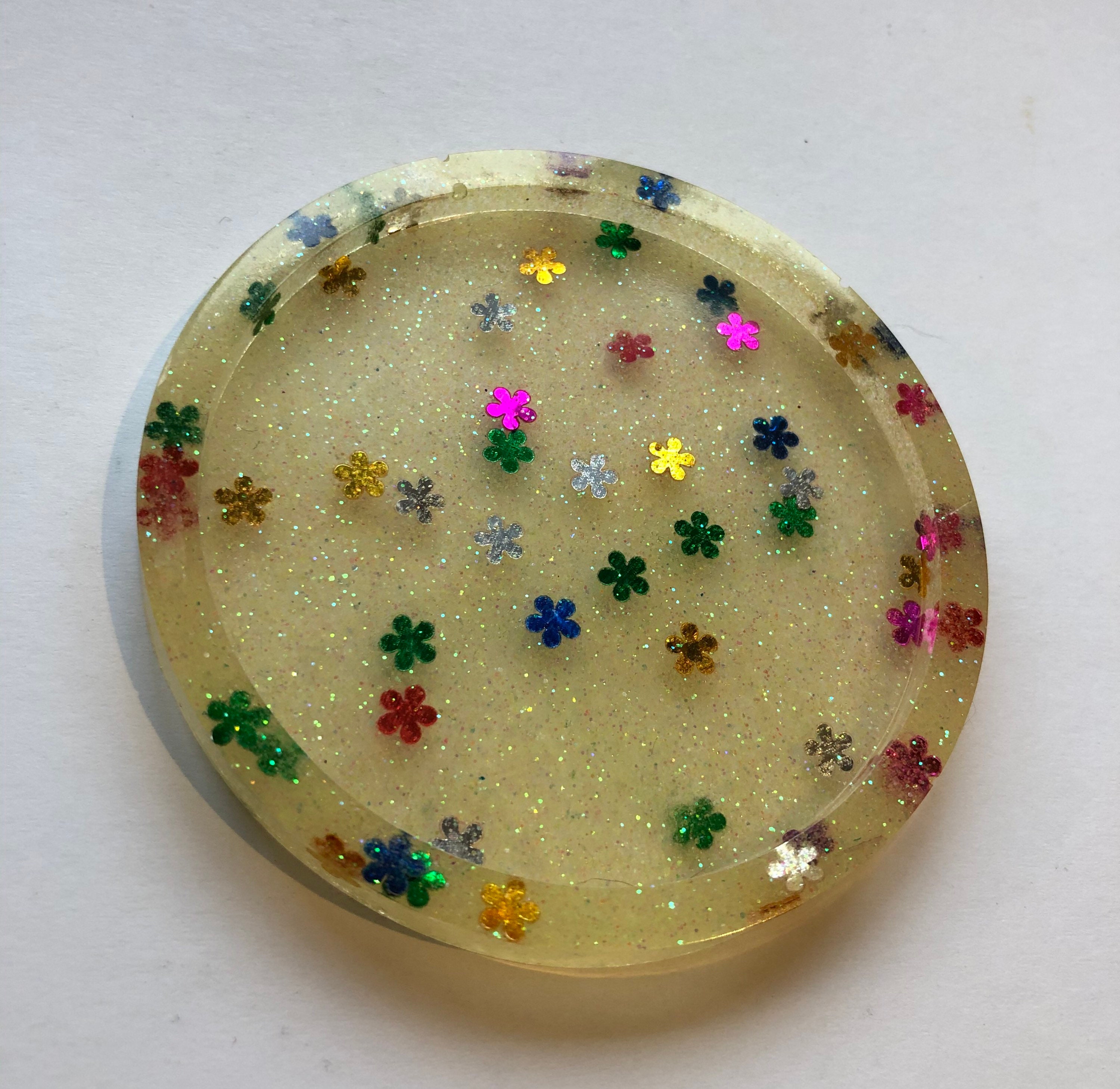 Glitter Flower Resin Coaster Etsy