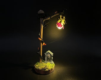 Mini lampe d’Halloween, lumières féeriques, lampe féerique, lampe de poupée miniature, lumières féeriques, décoration d’Halloween, accessoire de jardin féerique fait à la main