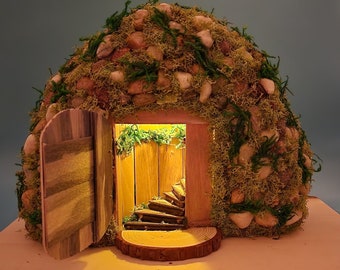 Secret Fairy Staircase, Fairy Door and Fairy Steps, Light-Up Fairy House, Woodland Night Light, Gnome Home, Fairy Garden, Miniature Home