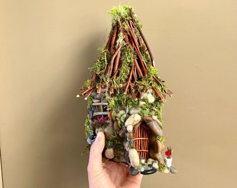 Fairy LED Light House, Light-Up Fairy House, Miniature Gnome Home, Woodland Night Light, Fairy Lights House, Fairy Garden Tealight Holder