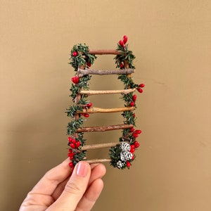 Weihnachtsfee Gartenleiter, Urlaub Garten Dekor, Miniatur Feen Garten Leiter, Feen Accessoire, Feenhaus, Feenleiter, Urlaub Dekor