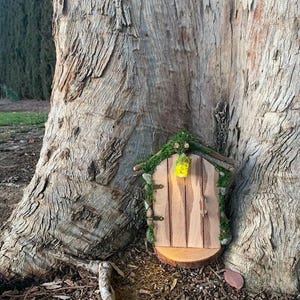 Fairy door with light. Miniature fairy door, fairy garden accessories, miniature wooden furniture, handmade fairy gift, fairy lights