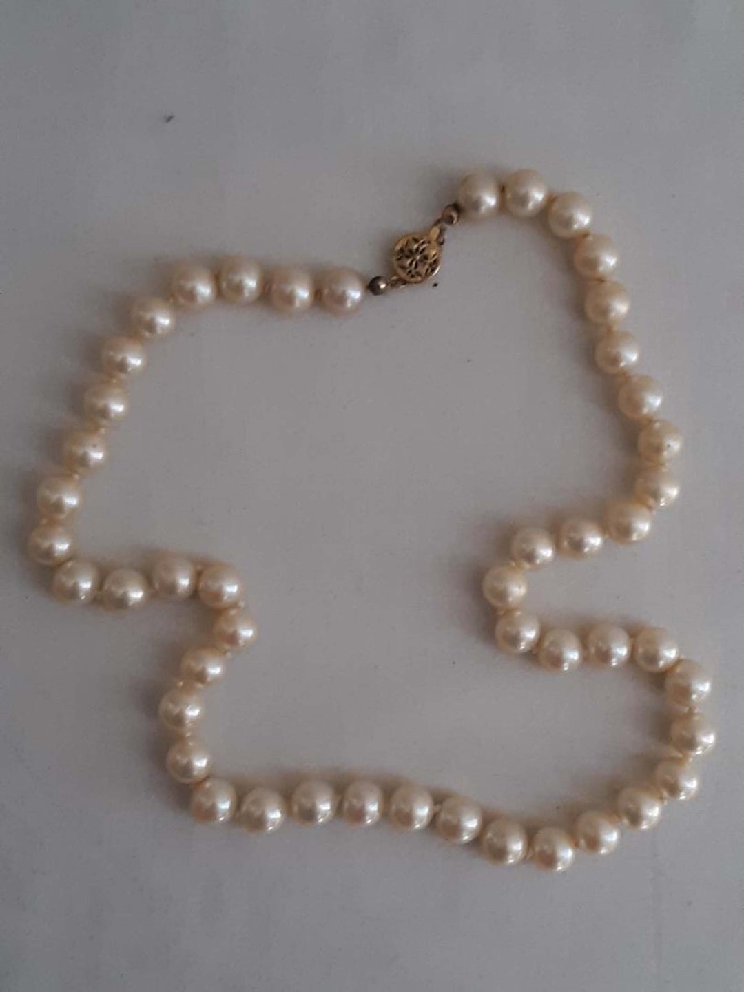 Vintage Glass Pearls Antique White 8mm Length is 18 Inches - Etsy