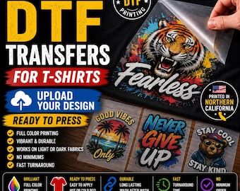 Custom DTF Transfers for T-Shirts | Upload Your Design | Ready to Press Shirt Transfers