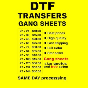 Custom Full Color DTF Transfers – Personalized Wholesale Bulk Gang Sheets