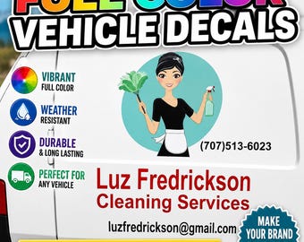 Custom Business Logo Decal, Full Color Vinyl Sticker, Company Vehicle Door Decal, Truck & Van Logo, Waterproof Outdoor Sign