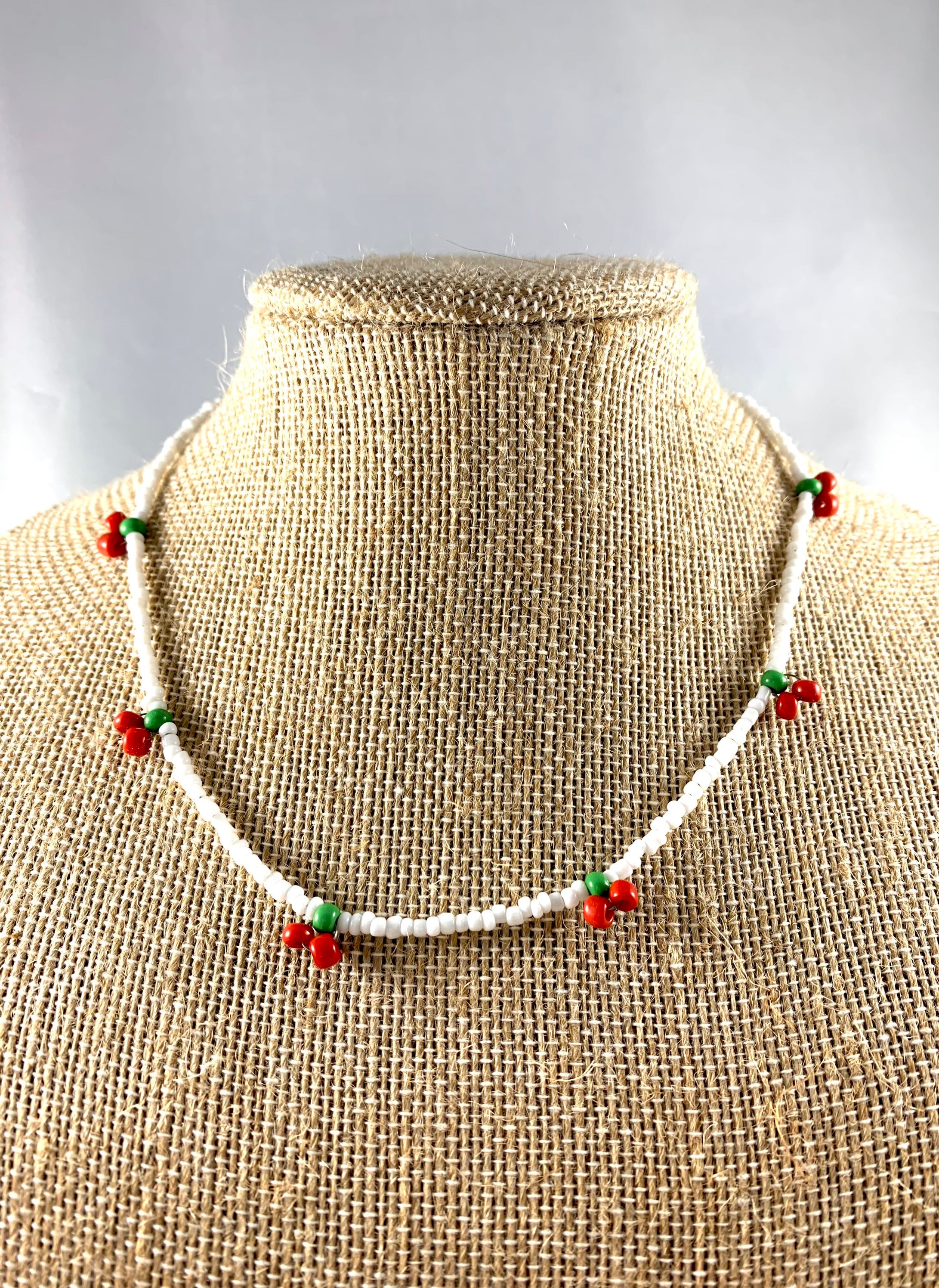 Beaded Cherry Choker Cherry Seed Bead Necklace Cherry Seed Bead Choker Beaded Cherry Necklace Etsy