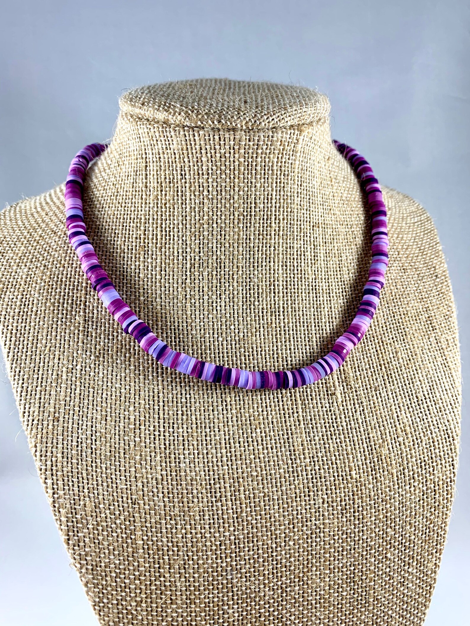 Purple Heishi Bead Choker Purple Clay Disc Bead Choker Heishi Bead