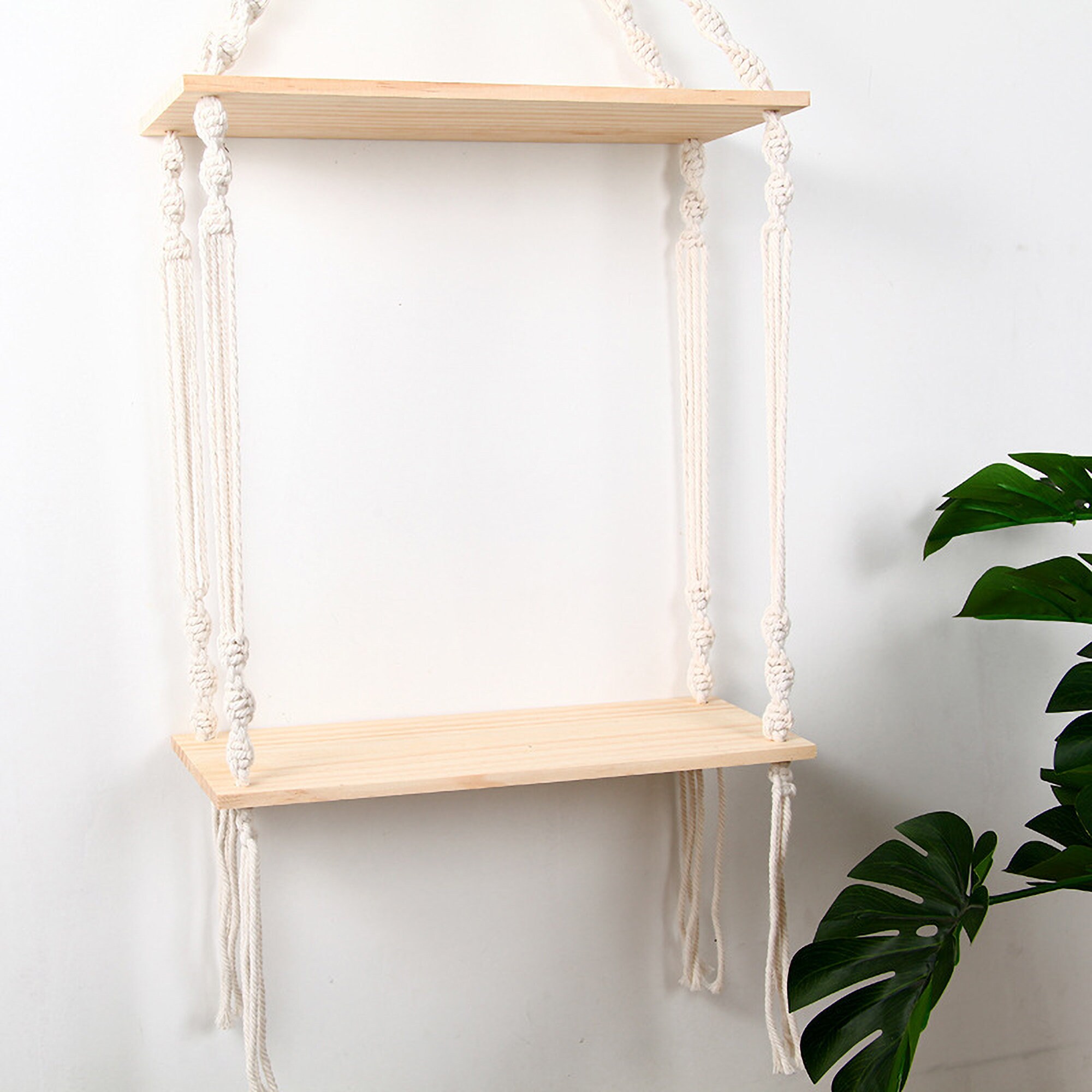 Macrame Shelf Wall Hanging Bohemian Wood Floating Shelves Etsy