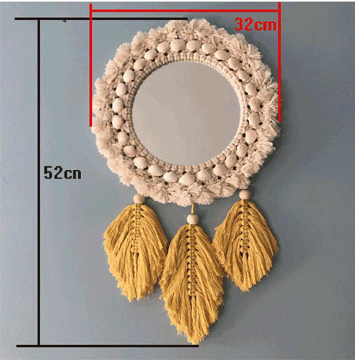 Feather Macrame Mirror Wall Hanging Mirrors For Wall Bohemia Etsy