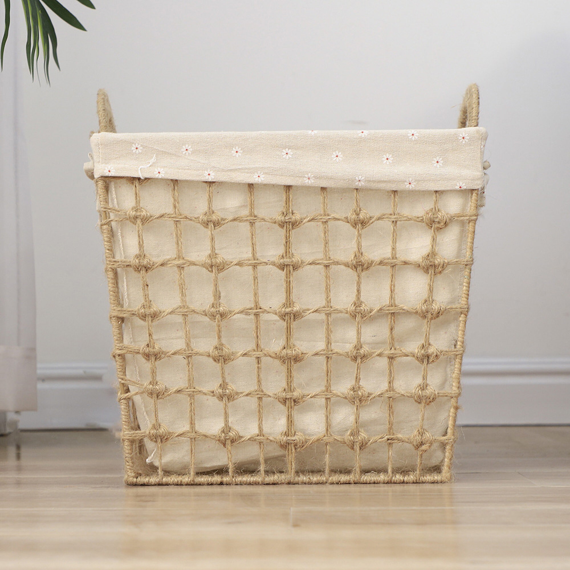 Square Macrame Basket Laundry Basket Indoor Rope Basket Etsy