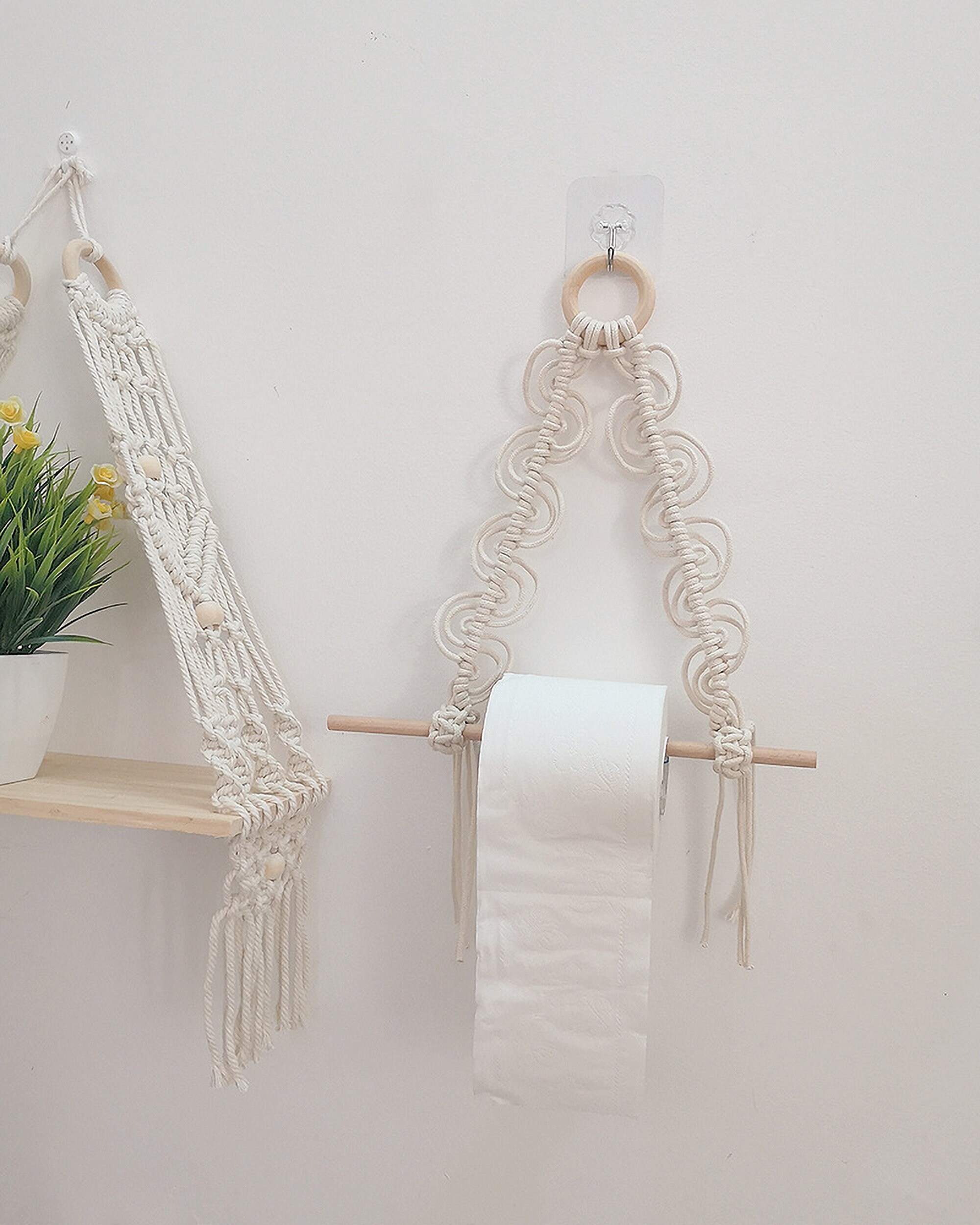 Toilet Paper Holder Macrame Paper Towel Holder Bathroom Boho Etsy