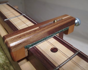 Appalachian mountain lap Dulcimer Capo. Walnut, Cherry and a Maple stripe.