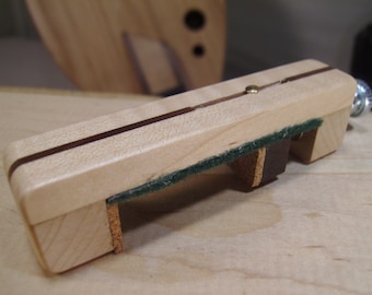 Dulcimer Capo made of beautiful Curly Maple with a Black Walnut stripe - 2,3,4,5. or 6 string lap Dulcimers.