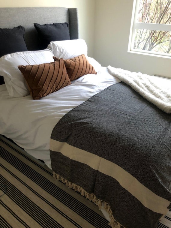 Turkish Blanket Black King Size 80x95 Inches 200x240 Turkish Blanket Black King Size, What Size Throw Blanket For King Bed