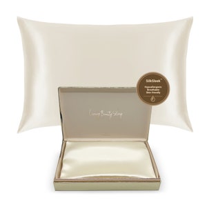 Luxurious - 100% Pure Mulberry Silk Pillowcase, 22 Momme Grade 6A Silk, Hypoallergenic, Skin Friendly, Anti-Aging, Soft & Comfortable, Ivory