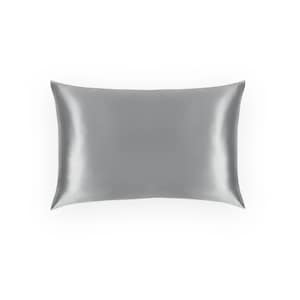 100% Pure Mulberry Silk Pillowcase, 22 Momme Grade 6A Silk, Hypoallergenic, Skin Friendly, Anti-Aging, Soft & Comfortable, Silver
