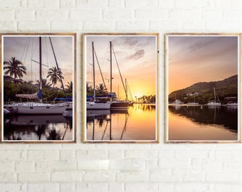 Marigot Bay Printable Photography Boat Art Prints Wall Art Lucia St Wall Decor wall hanging Poster Art Prints Sunset Wall Art