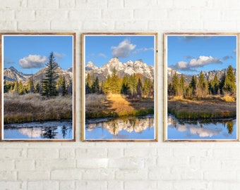 Grand Teton National Park, Set of 3 Art Prints, Wall Decor, Nature Photography, Triptych 3-Piece Wall Art, Jackson Hole Poster,  Art