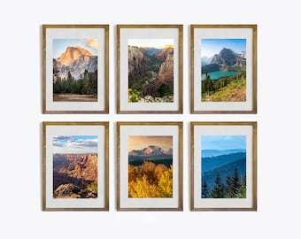 US Nationalpark Wall Art Prints, Version 1, Galeriewand, Yosemite, Rocky Mountain, Zion, Gletscher, Grand Canyon, Smoky, 6er-Set