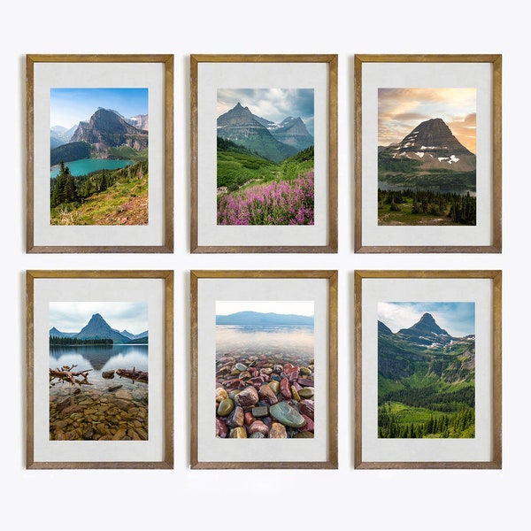 Glacier National Park Wall Art Prints, Gallery Wall, Logan Pass, Lake McDonald, Grinnell Glacier, Many Glacier, Set of 6, Poster Prints