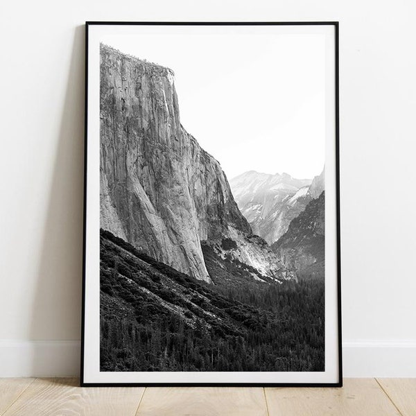 Yosemite National Park, El Capitan, Wall Art Prints,Mountain, Black and White,   PrintsPosters, Wall Decor,  Art,