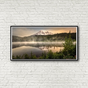 Mount Rainier National Park, Panoramic Art, Seattle, Wall Art, Travel Poster,  National Park Poster, Reflection, Art Prints,  Art