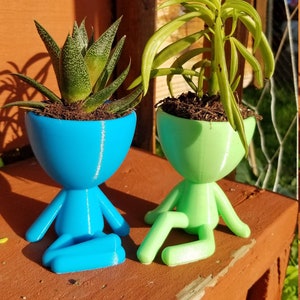 Little People Planters - Small Succulent & Cactus Pot - Windowsill Planter - Human Shaped Yoga Planters - Office Desk Planter - Humanoid
