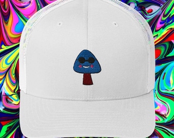 Boné de caminhoneiro de cogumelo CoolBlue bordado