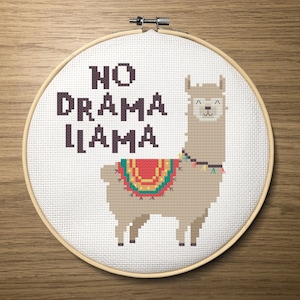 No Drama Llama Cross Stitch Pattern