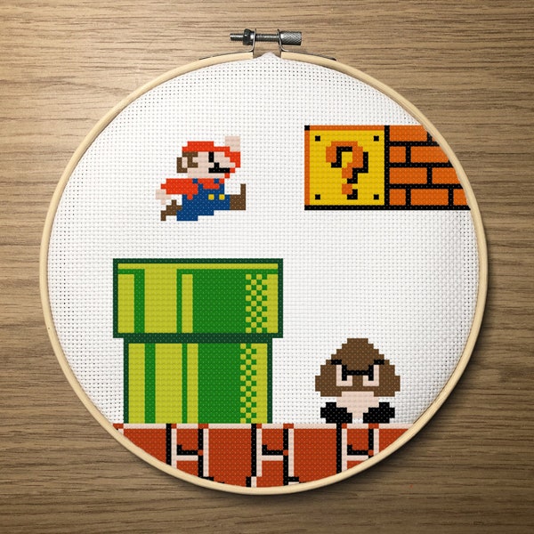 Super Mario Bros. inspired Cross Stitch Pattern