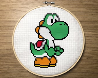 Yoshi Super Mario inspired Cross Stitch Pattern