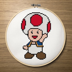 Toad Super Mario inspired Cross Stitch Pattern