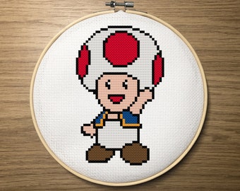 Toad Super Mario inspired Cross Stitch Pattern