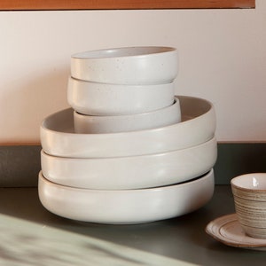 Snow Matte Ceramic Dinnerware | Scandinavian | Wood Fired Ceramic | Tableware | Ceramic Dish | Stoneware | Salad Plates | Bowls | Dining Set