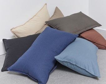 FINAL SALE Linen Cotton Blend Pillow Covers (18 x 18) & (18 x 12) | Throw Pillow Cover | Square Pillowcase | Housewarming Gift