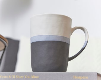 Set of 2 Ceramic Mugs | Waves Hand-Finished Mug | Modern Mug | Pottery | Scandinavian Design | Tableware | Matte Mug | Stoneware