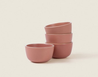 Dusty Rose Ceramic Small Bowl Set, Matte Ceramic Dinnerware Collection, Hand-Finished Modern Bowl Tableware, Dessert Bowl Set, Pink Ceramics