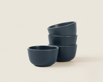 Midnight Blue Ceramic Small Bowl Set, Matte Ceramic Dinnerware Collection, Hand-Finished Modern Bowl Tableware, Dessert Bowl Set