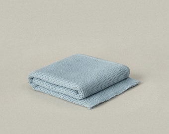 Dusk Blue Everyday Waffle Towels | Washcloths | Hand & Bath Towels | Fringe Cotton Towels | Colorful Towels | Waffle Towel Set