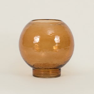 Textured Amber Glass Bottoms Up Vase | Decorative Vase | Round Vase | Globe Vase | Flower Vase | Minimal Vase | Centerpiece