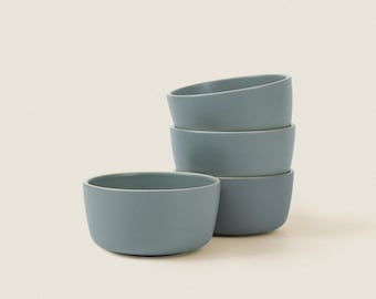 Sage Green Ceramic Bowl Set, Matte Ceramic Dinnerware Collection, Hand-Finished Modern Bowl Tableware, Medium Soup Cereal Bowl Set