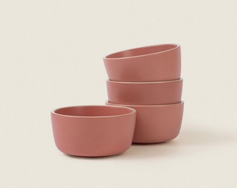 Dusty Rose Ceramic Bowl Set, Matte Ceramic Dinnerware Collection, Hand-Finished Modern Bowl Tableware, Medium Soup Cereal Bowl Set