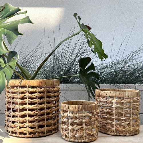 decorative Basket seagrass natural med handmade storage decor planter 