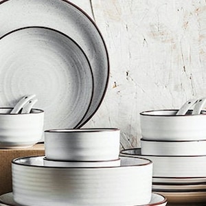 Black and white dinnerware sale sales