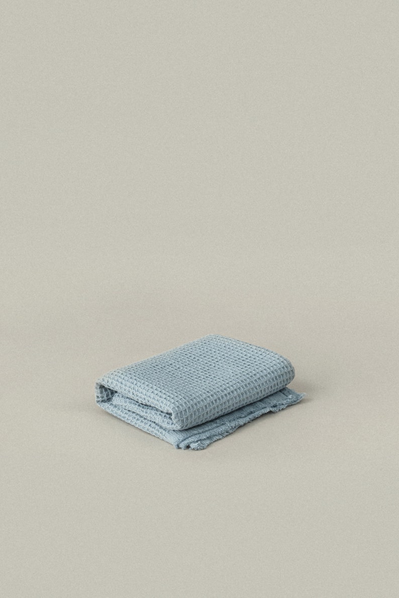 Ensemble de serviettes gaufrées en coton bleu crépuscule, gants de toilette et serviettes de bain, serviettes douces à séchage rapide, serviette de spa gaufrée, cadeau de pendaison de crémaillère image 6
