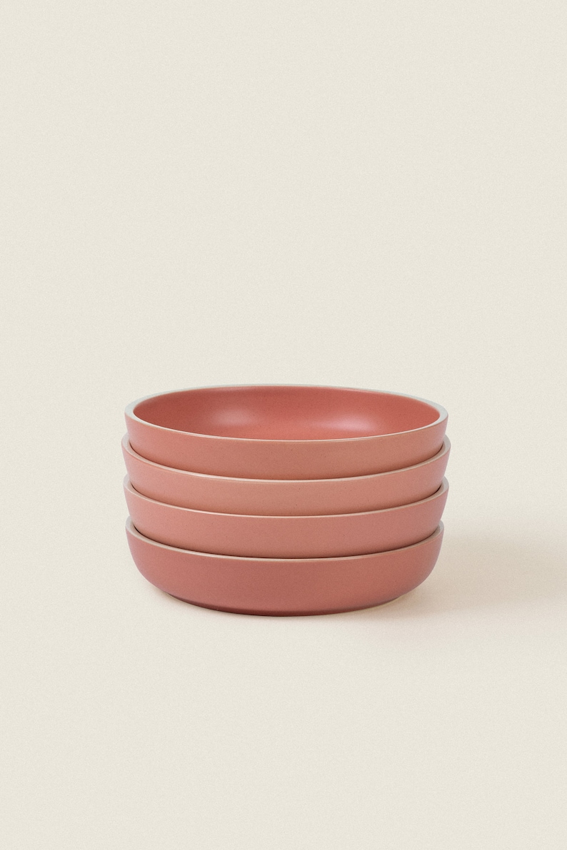 Ceramic Deep Plate Set, The Matte Ceramic Dinnerware Collection, Hand-finished Pasta Ceramic Dish, Modern Plate Tableware, Housewarming Gift image 6